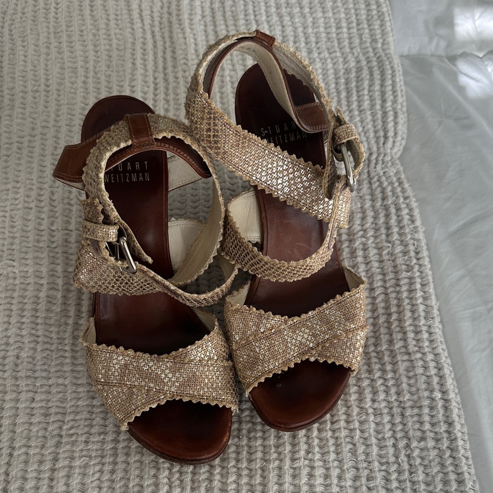 Stuart Weitzman Glittering Gold Sandals
